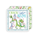 Crack Dot Bam Mahjong Dragon Blue Square Coaster - The Pink Pineapple 850