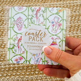 Crack Dot Bam Mahjong Dragon Blue Square Coaster - The Pink Pineapple 850