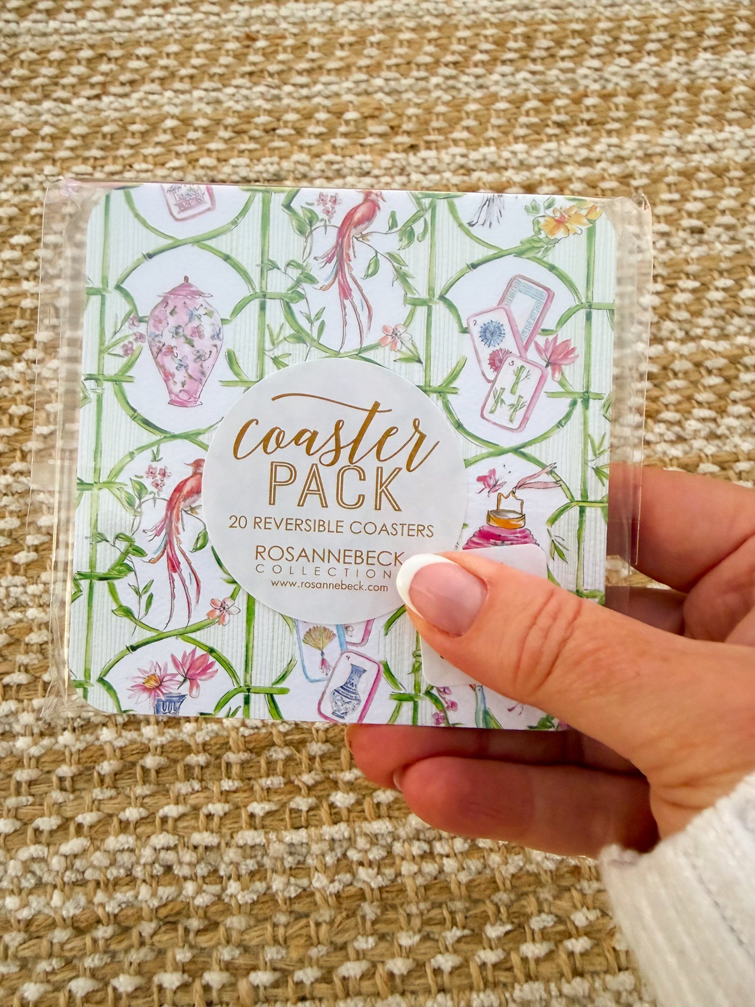 Crack Dot Bam Mahjong Dragon Blue Square Coaster - The Pink Pineapple 850