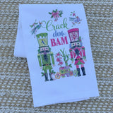 Crack Dot Bam Pink Green Nutcrackers Mahjong Kitchen Towel - The Pink Pineapple 850