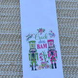 Crack Dot Bam Pink Green Nutcrackers Mahjong Kitchen Towel - The Pink Pineapple 850