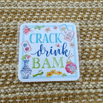 Crack Drink Bam Blue Square Coaster - The Pink Pineapple 850