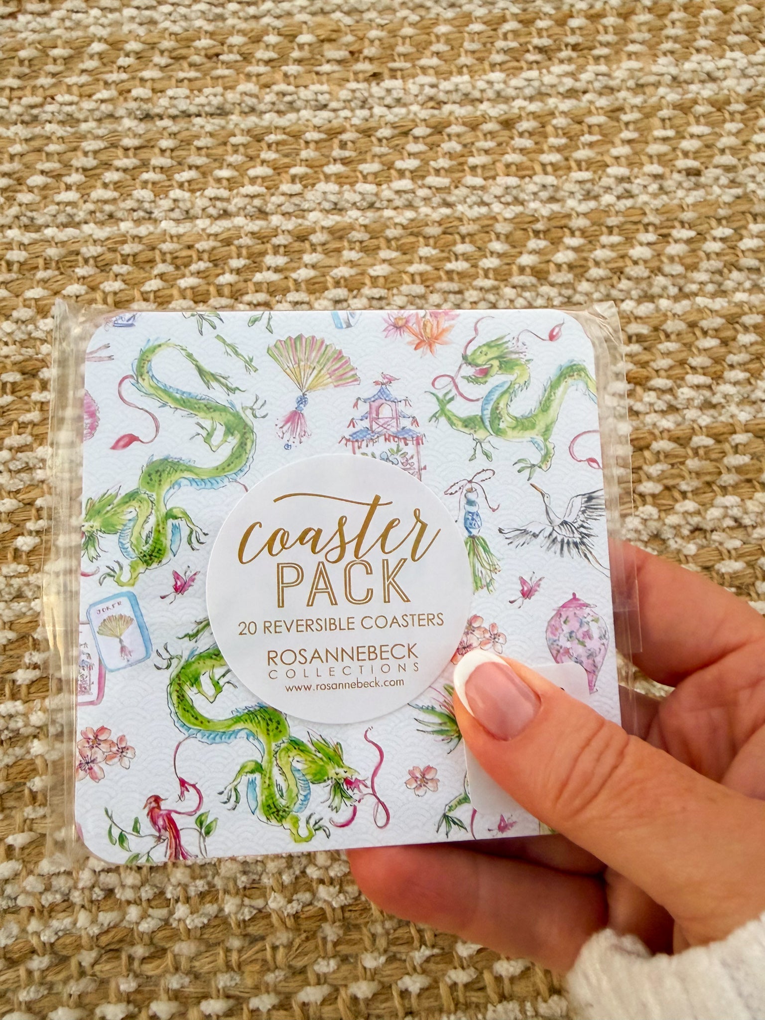 Crack Drink Bam Blue Square Coaster - The Pink Pineapple 850