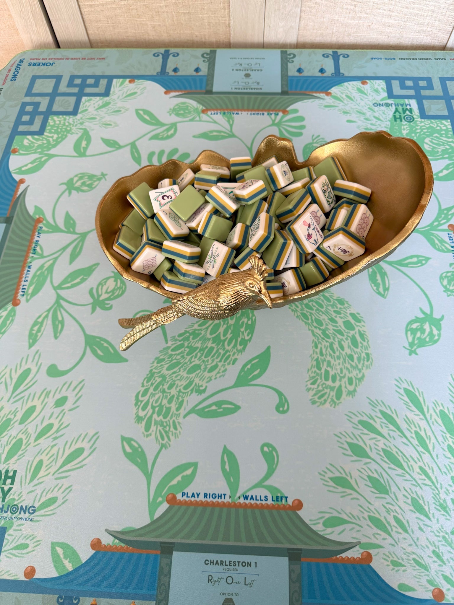 Crested Gold Bird Mahjong Tile Catchall - The Pink Pineapple 850