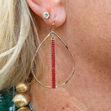 Crimson Cascade Teardrop Hoop Earrings - The Pink Pineapple 850
