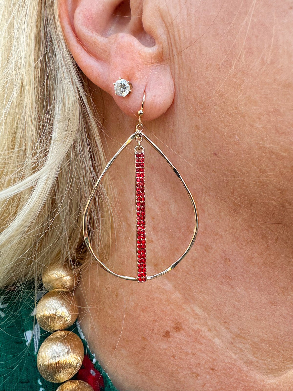 Crimson Cascade Teardrop Hoop Earrings - The Pink Pineapple 850