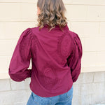 Crimson Charm Ruffle Neck Blouse - The Pink Pineapple 850