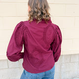 Crimson Charm Ruffle Neck Blouse - The Pink Pineapple 850