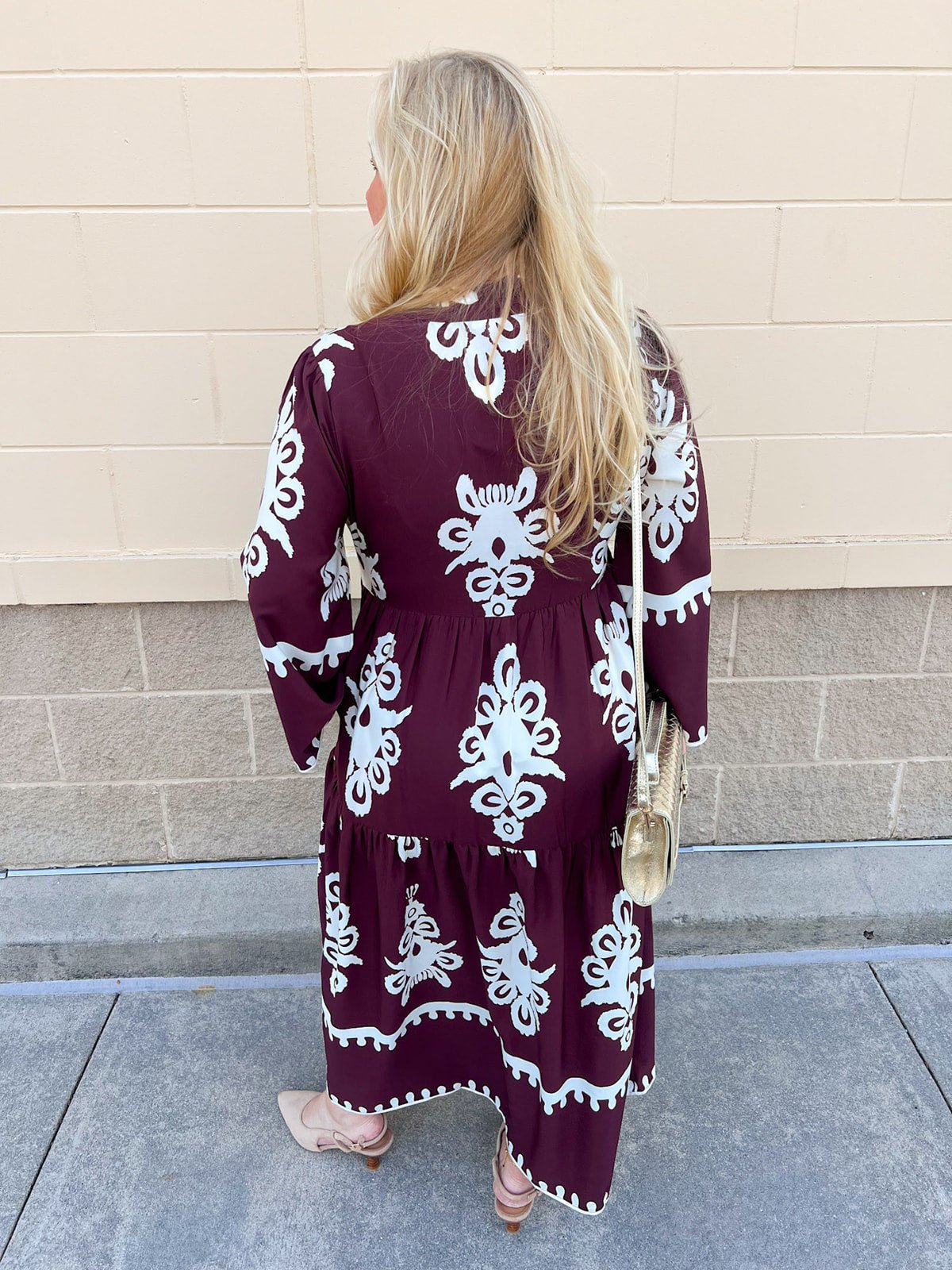 Crimson Chateau Damask Midi Dress - The Pink Pineapple 850