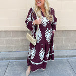 Crimson Chateau Damask Midi Dress - The Pink Pineapple 850