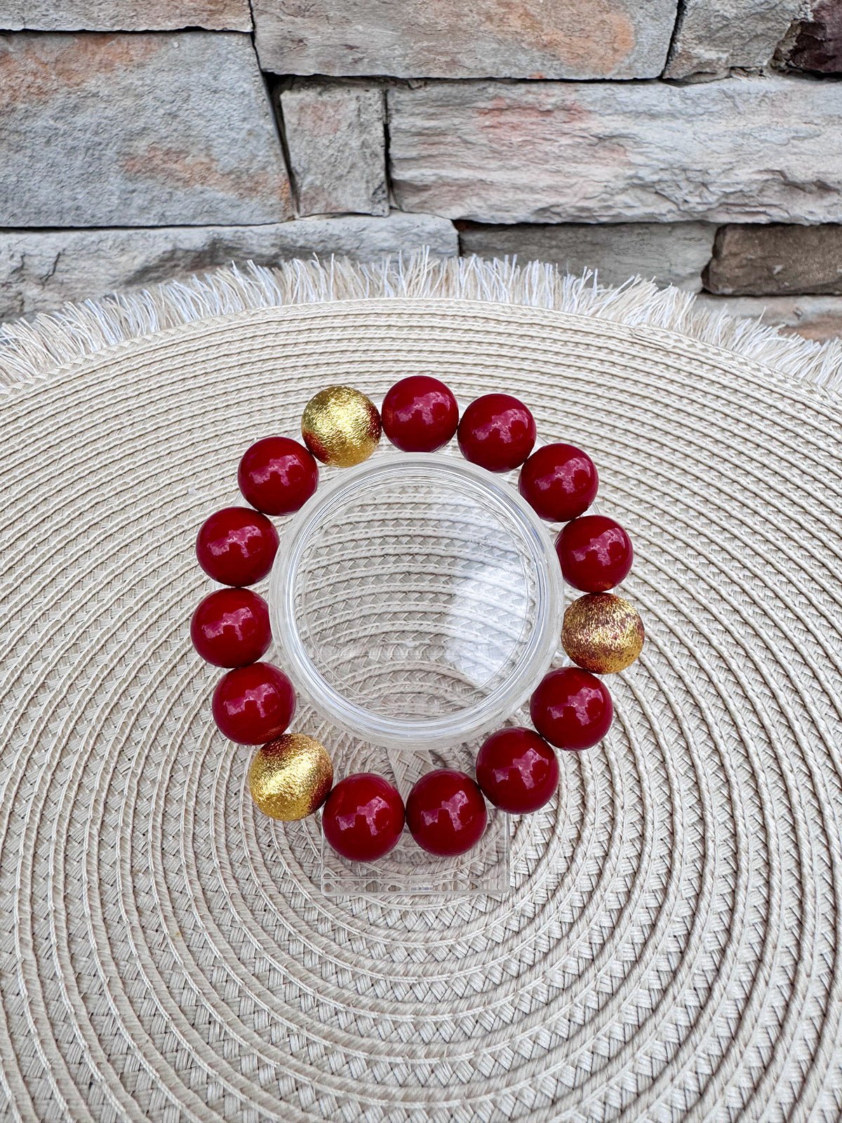 Crimson & Gold Spirit Beaded Bracelet - The Pink Pineapple 850