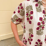 Crimson Petal Collared Midi Dress - The Pink Pineapple 850