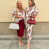 Crimson Petal Collared Midi Dress - The Pink Pineapple 850