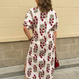 Crimson Petal Collared Midi Dress - The Pink Pineapple 850