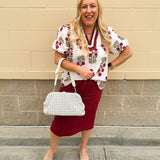 Crimson Petal Puff Sleeve Top - The Pink Pineapple 850