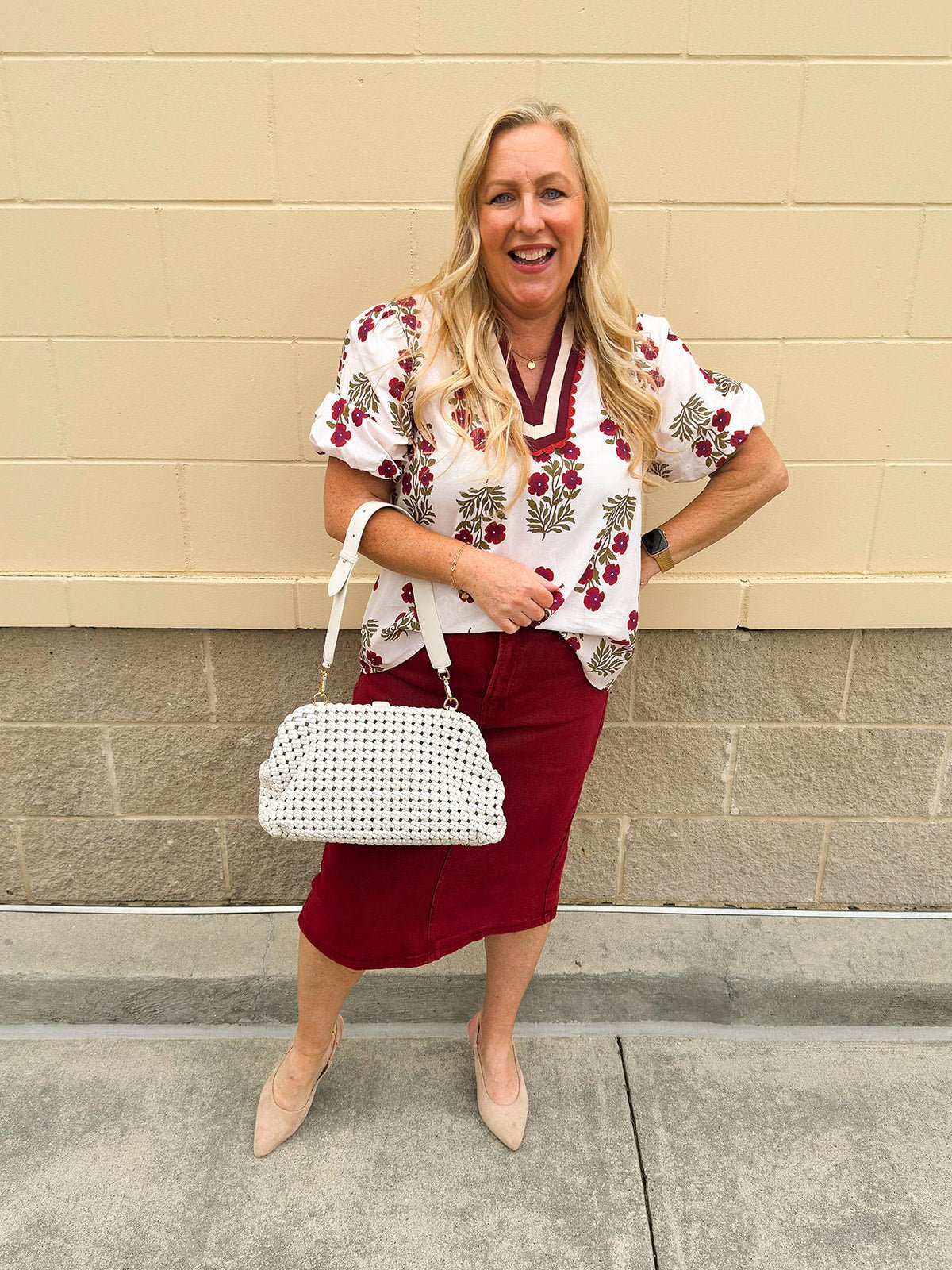 Crimson Petal Puff Sleeve Top - The Pink Pineapple 850