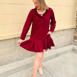 Crimson Ruffle Reverie Mini Dress - The Pink Pineapple 850