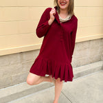 Crimson Ruffle Reverie Mini Dress - The Pink Pineapple 850