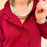 Crimson Ruffle Reverie Mini Dress - The Pink Pineapple 850