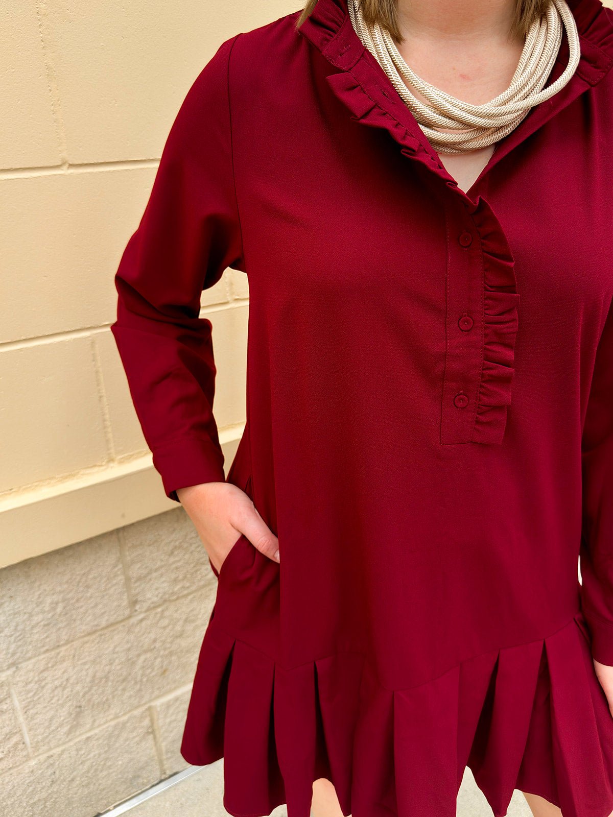 Crimson Ruffle Reverie Mini Dress - The Pink Pineapple 850