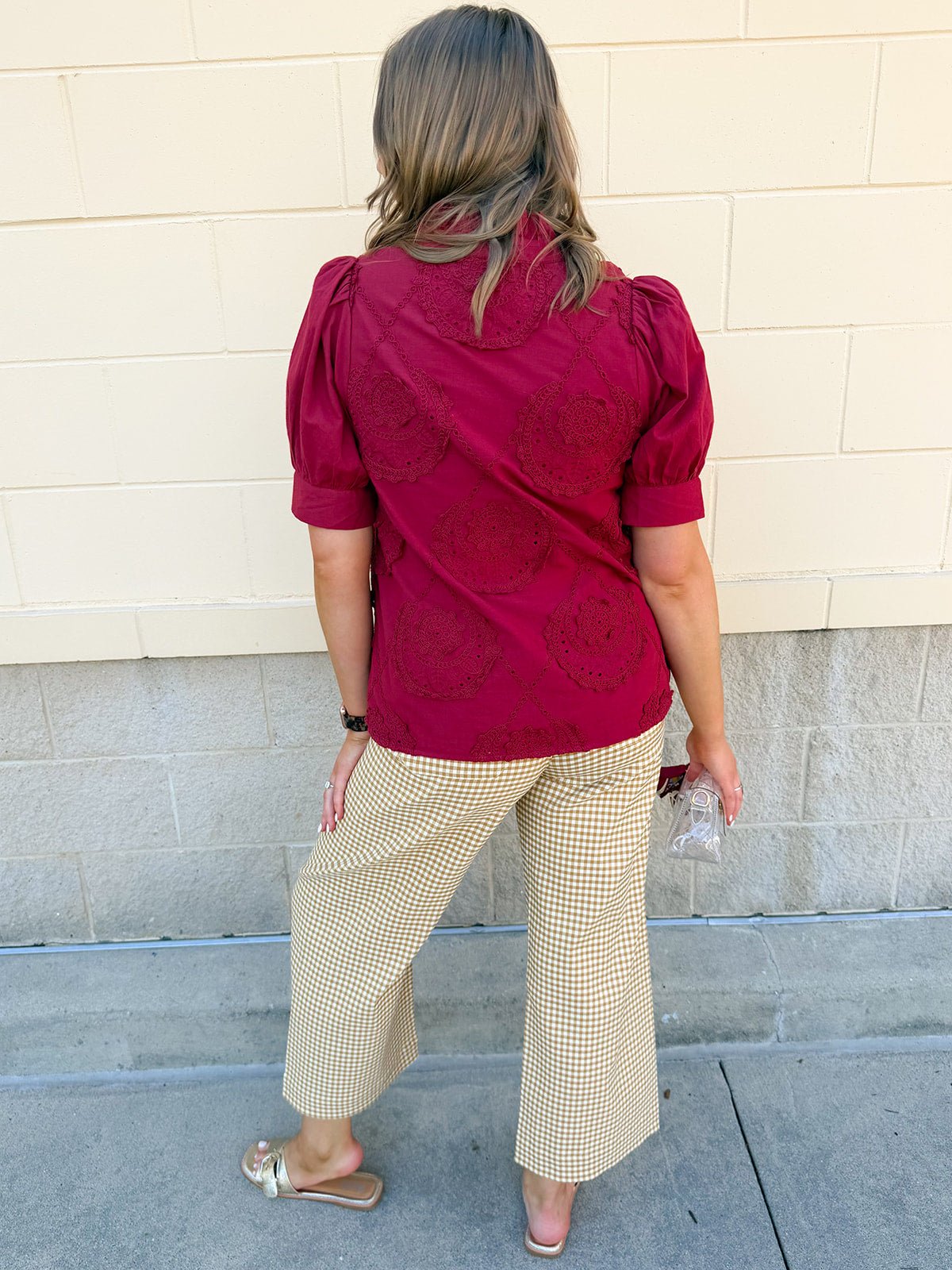Crimson Whisper Embroidered Top - The Pink Pineapple 850
