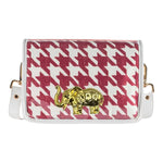 Crimson & White Houndstooth Elephant Stadium Crossbody Bag - The Pink Pineapple 850