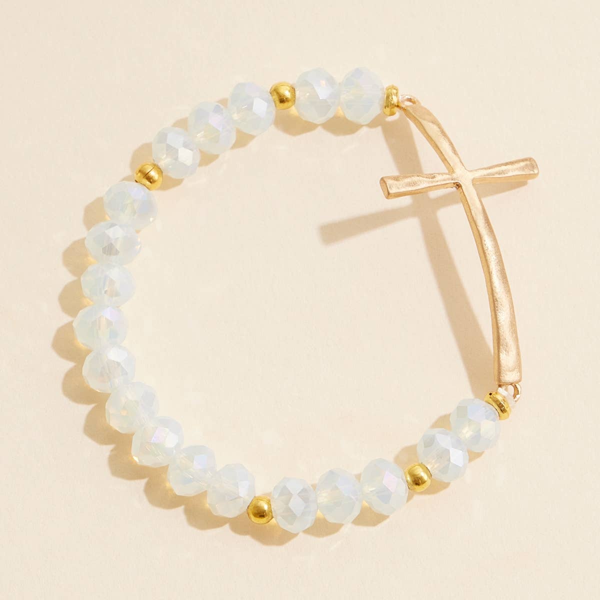 Cross Charm Glass Beaded Bracelet - The Pink Pineapple 850