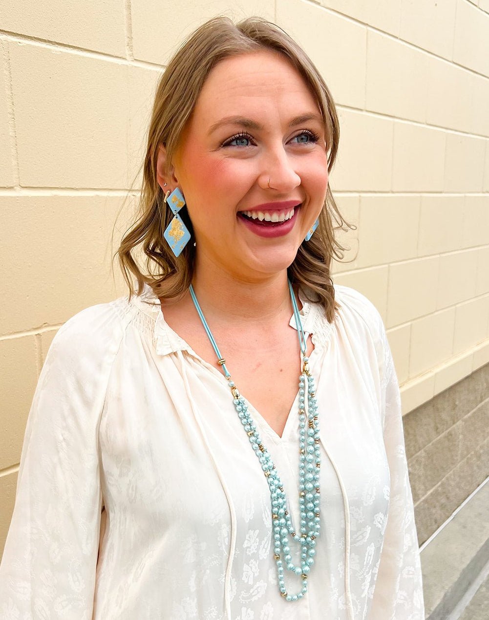 Crystal Current Drop Earrings in Light Blue - The Pink Pineapple 850