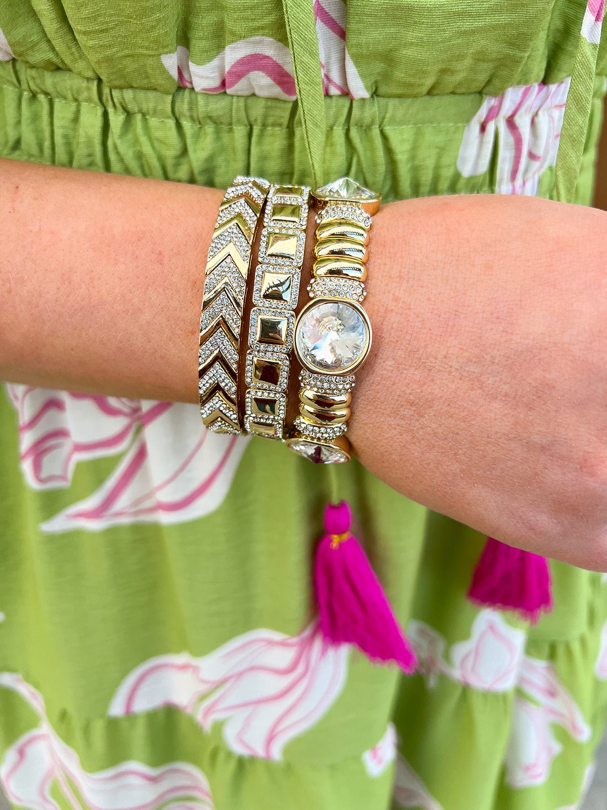 Crystal Luxe Power Stack Bracelet Set - The Pink Pineapple 850