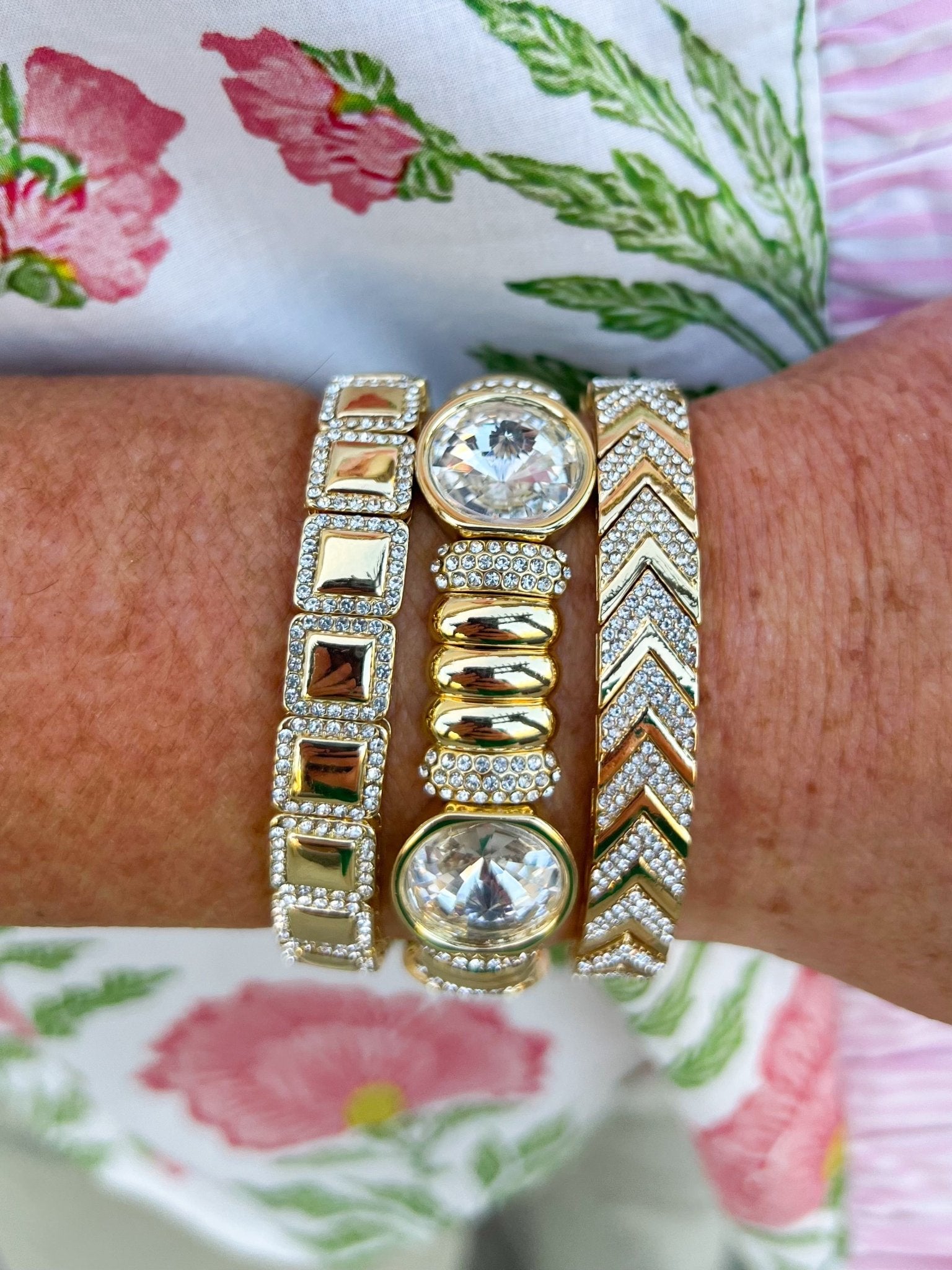 Crystal Luxe Power Stack Bracelet Set - The Pink Pineapple 850