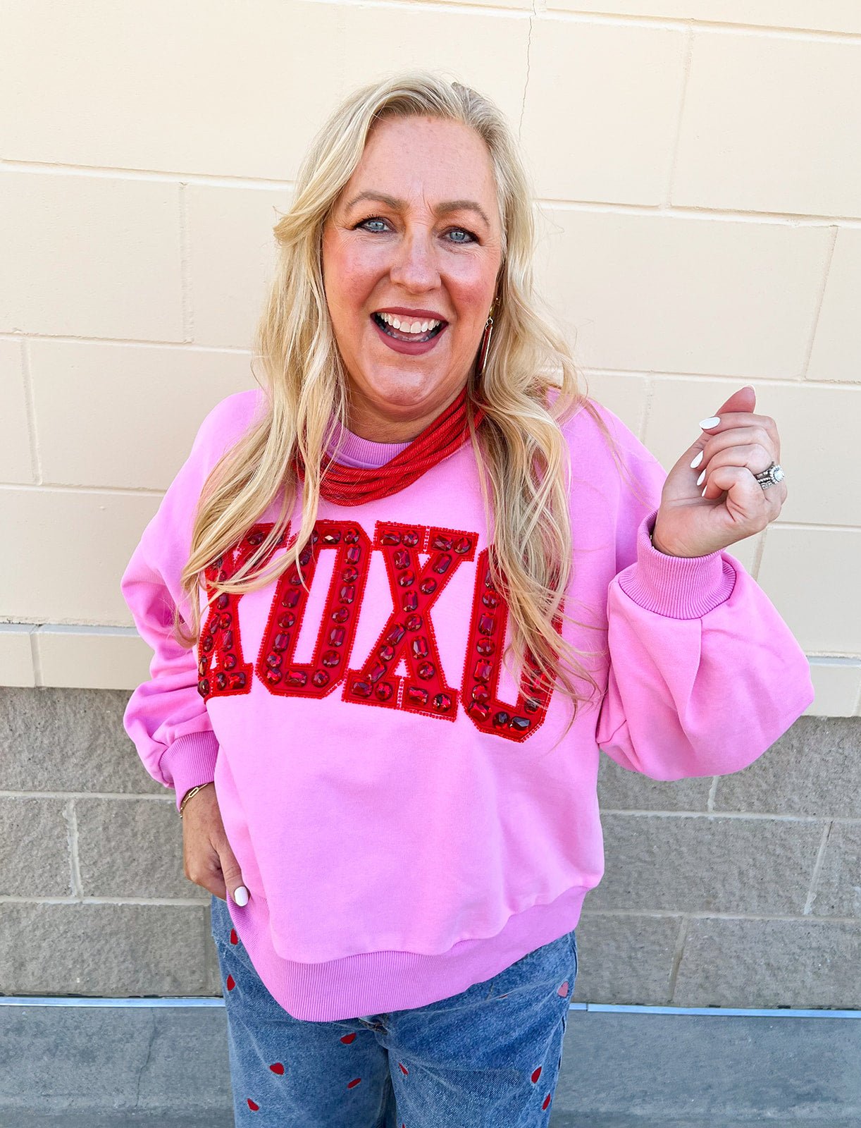 Cupid’s Kiss Rhinestone Sweatshirt - The Pink Pineapple 850