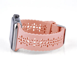 Lace Silicone Apple Watch Band Strap Laser Cut Scalloped-Pink