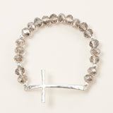 Metal Cross Pendant Glass Beaded Bracelet