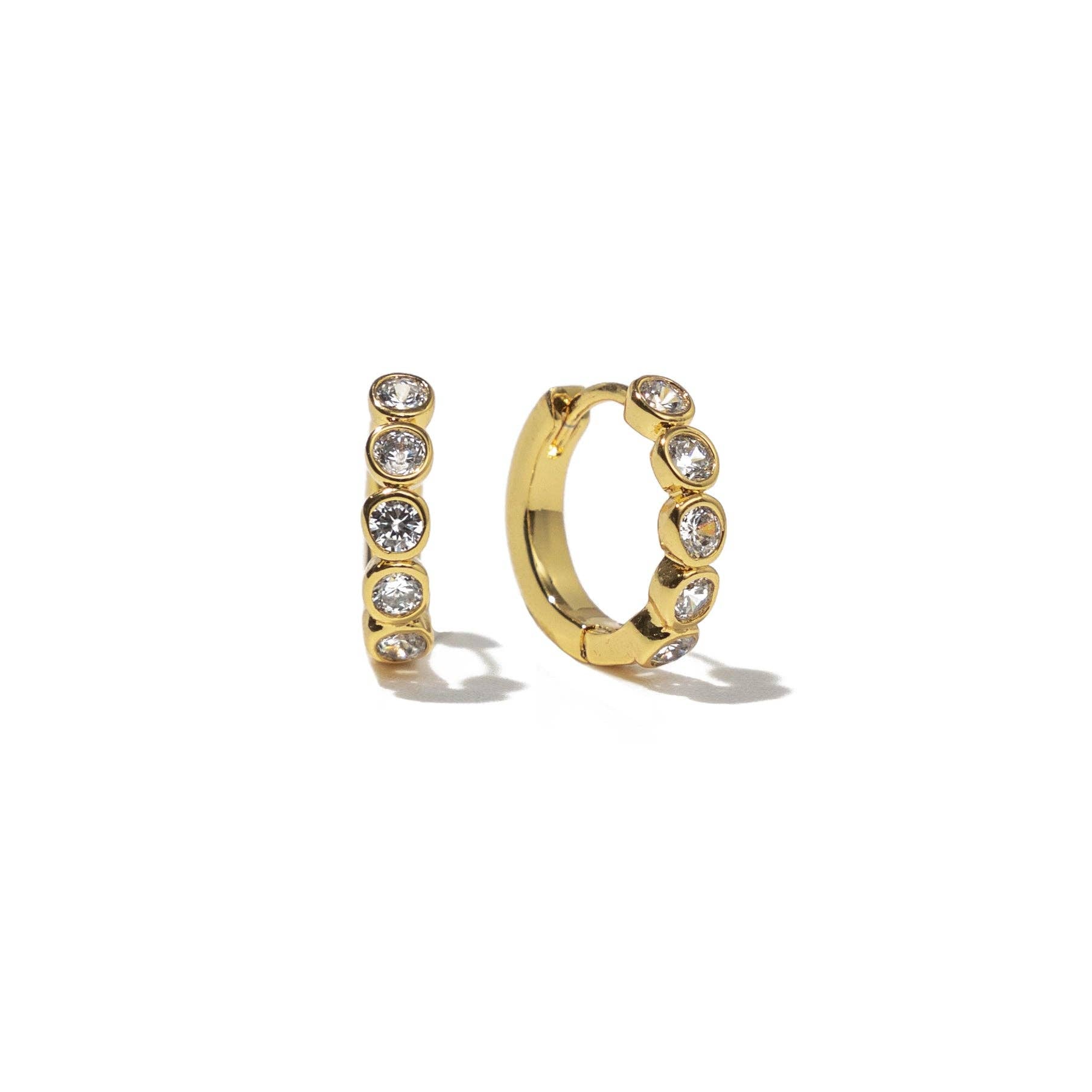 18K gold diamond huggie earrings