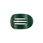 TELETIES small flat round hair clip in holiday green Mistletoe design.