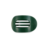 TELETIES small flat round hair clip in holiday green Mistletoe design.