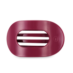 TELETIES large flat round hair clip in Wild Side deep magenta design.