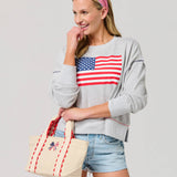 Patriotic Scallop Bow Canvas Mini Tote