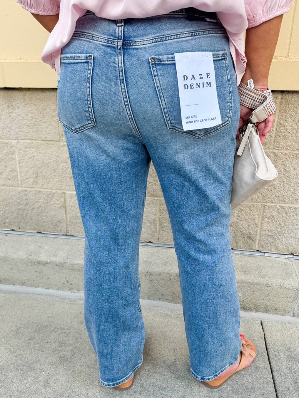 [Daze] Shy Girl High Rise Cropped Flare Jean - The Pink Pineapple 850