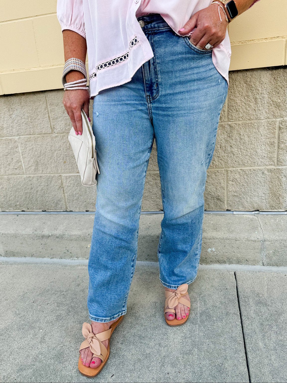 [Daze] Shy Girl High Rise Cropped Flare Jean - The Pink Pineapple 850