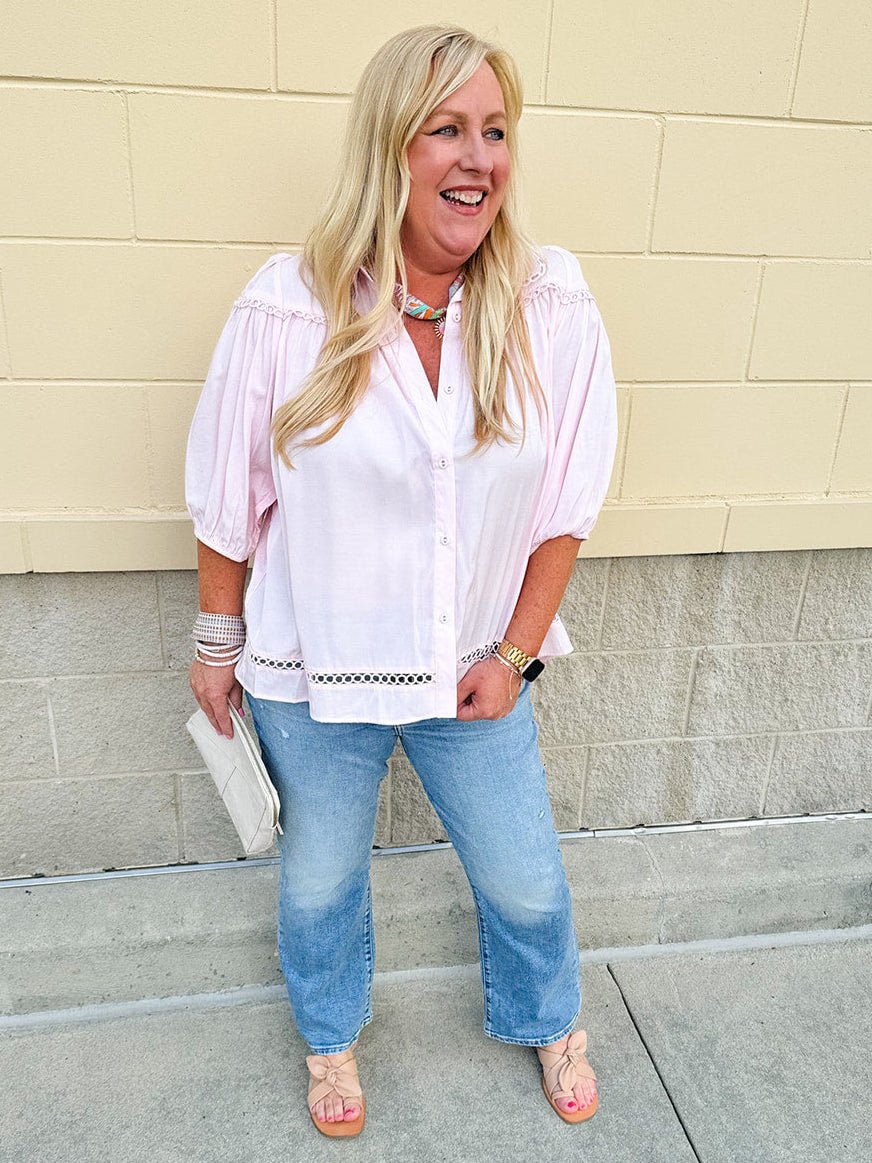 [Daze] Shy Girl High Rise Cropped Flare Jean - The Pink Pineapple 850