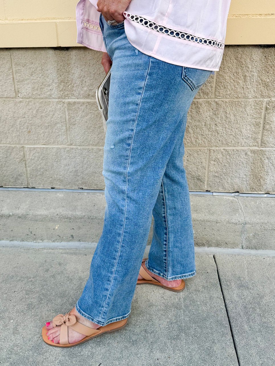 [Daze] Shy Girl High Rise Cropped Flare Jean - The Pink Pineapple 850