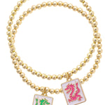 Dragon Mahjong Ball Bead Bracelet Set