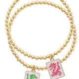 Dragon Mahjong Ball Bead Bracelet Set