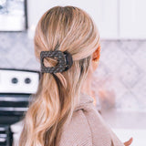 [TELETIES] Flat Round Hair Clip – Medium Truly Taupe Quilted