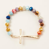 Metal Cross Pendant Glass Beaded Bracelet