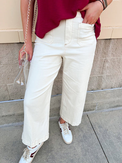 [Dear John] Audrey Cropped Wide Legs in Ivory - The Pink Pineapple 850