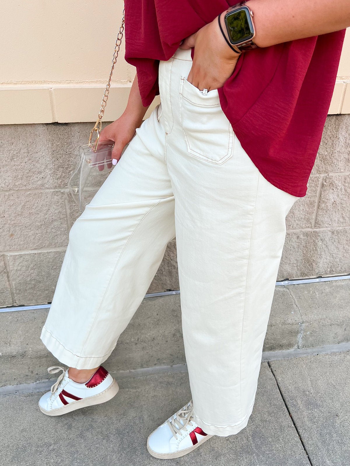 [Dear John] Audrey Cropped Wide Legs in Ivory - The Pink Pineapple 850