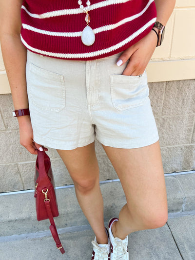 [Dear John] Carlisle High Rise Shorts in Stone - The Pink Pineapple 850