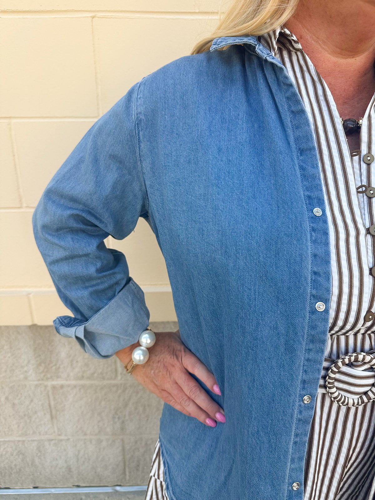 [Dear John] Galina Osalina Denim Button Down Shirt - The Pink Pineapple 850